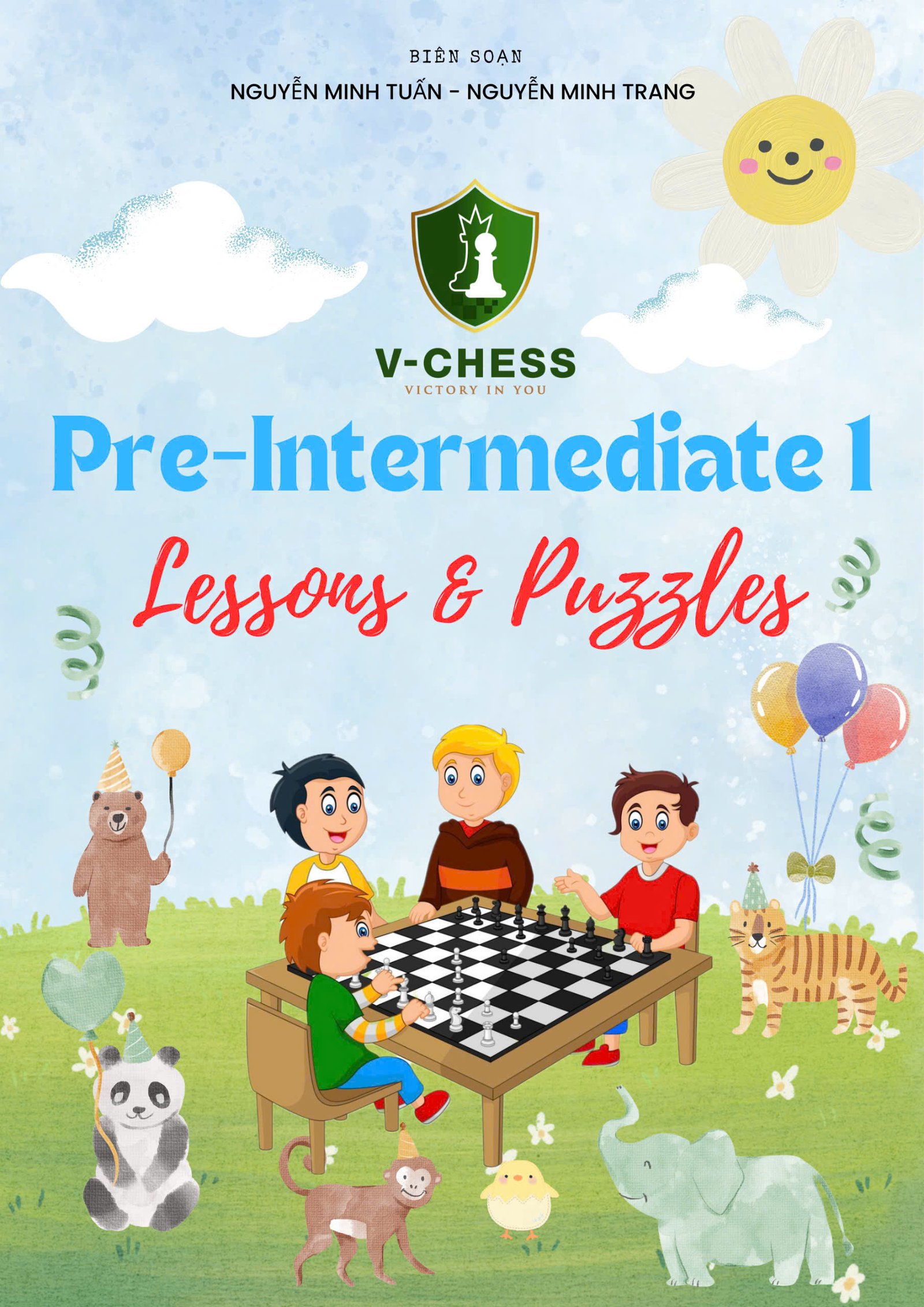 Sách Cờ Vua V-CHESS Pre-Intermediate 1 - Lessons & Puzzles
