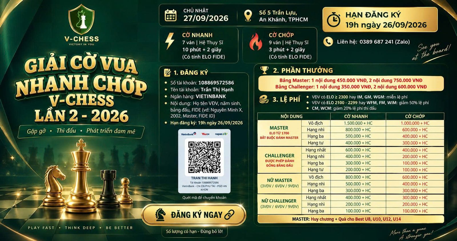 GIẢI CỜ VUA NHANH CHỚP V-CHESS LẦN 2 – 2026 